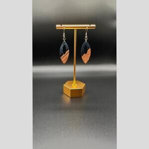 Dangle Earrings Black/Wood